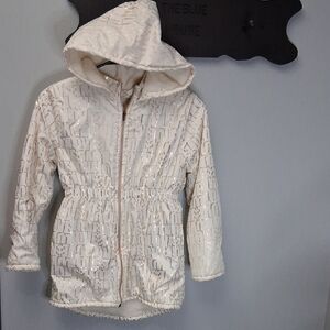 Penelope Mack Cream Hooded Raincoat Size 10